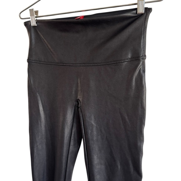 Spanx Faux Leather Stripe Black Metallic Leggings, Size L - Picture 7 of 12